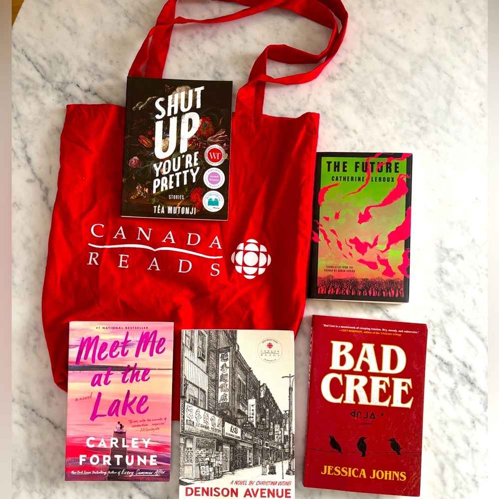 Canada Reads 2024 books and red CBC tote